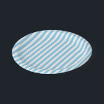 Baby Blue and White Medium Size Stripes Paper Plate<br><div class="desc">Baby blue and white medium size stripes pattern,  a simple but elegant design</div>