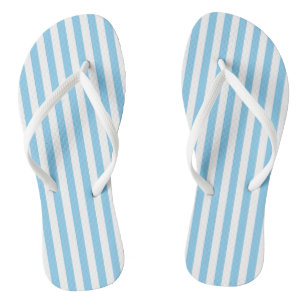 Baby Blue and White Medium Size Vertical Stripes Jandals
