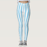 Baby Blue and White Medium Size Vertical Stripes Leggings<br><div class="desc">Baby blue and white medium size vertical stripes pattern,  a simple but elegant design</div>