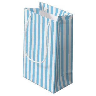 Baby Blue and White Medium Size Vertical Stripes Small Gift Bag