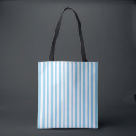 Baby Blue and White Medium Vert. Stripes Pattern Tote Bag<br><div class="desc">Baby blue and white medium size vertical stripes pattern,  a simple but elegant design</div>