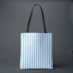 Baby Blue and White Medium Vert. Stripes Pattern Tote Bag<br><div class="desc">Baby blue and white medium size vertical stripes pattern,  a simple but elegant design</div>