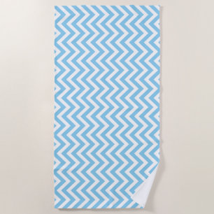 Baby Blue and White Medium Vertical Chevron Beach Towel