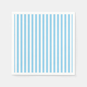 Baby Blue and White Medium Vertical Stripes Paper Napkin