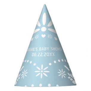 Baby blue and white papel picado baby boy shower party hat