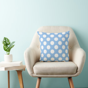 Baby Blue and White Polka Dot Pattern Cushion