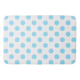 Baby blue and white polka dots bath mat