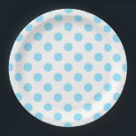Baby blue and white polka dots paper plate<br><div class="desc">Baby blue and white polka dots</div>