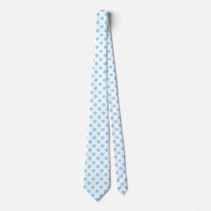 Baby blue and white polka dots tie