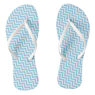 Baby Blue and White Small Diagonal Chevron Stripes Jandals