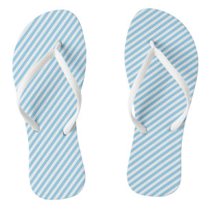 Baby Blue and White Small Size Diagonal Stripes Jandals