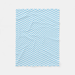 Baby Blue and White Small Size Horizontal Chevron Fleece Blanket