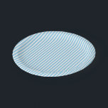 Baby Blue and White Small Size Stripes Paper Plate<br><div class="desc">Baby blue and white small size stripes pattern,  a simple but elegant design</div>