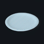 Baby Blue and White Small Size Stripes Paper Plate<br><div class="desc">Baby blue and white small size stripes pattern, a simple but elegant design</div>