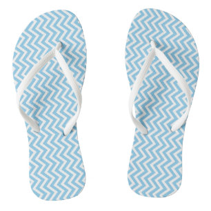 Baby Blue and White Small Vertical Chevron Stripes Jandals