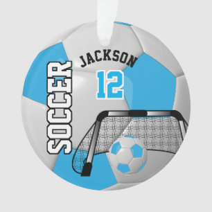 Baby Blue and White Soccer ⚽ Design Ornament