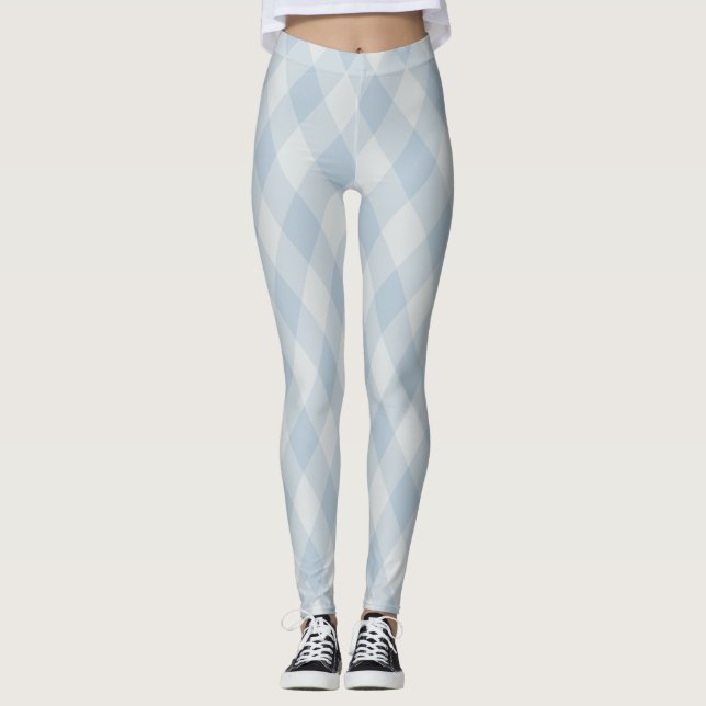 Baby Blue Argyle Pattern Leggings - Cosy & Chic (Front)