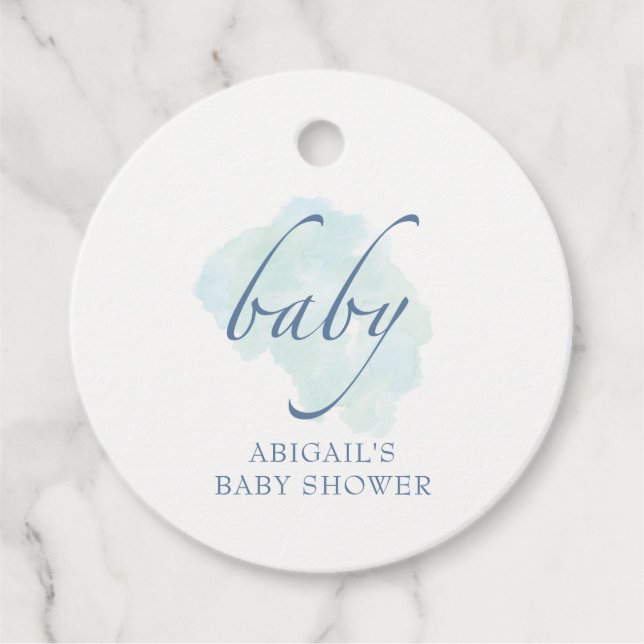 Baby Blue, Baby Shower Favour Tags (Front)