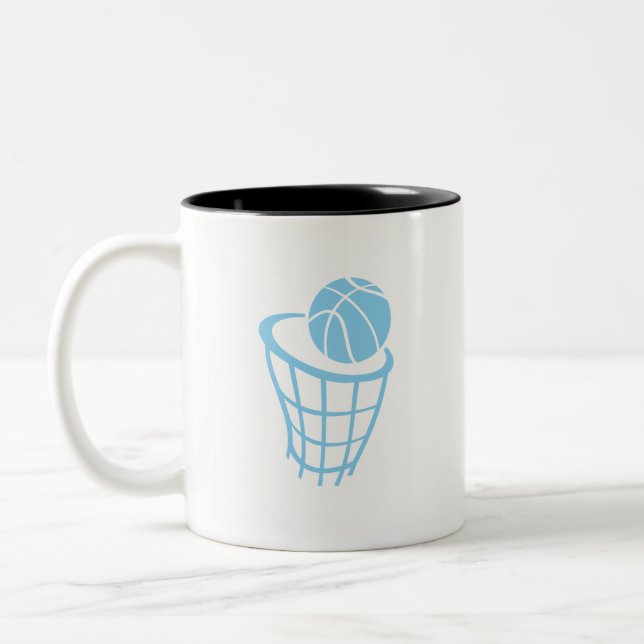 Baby Blue Basketball Two-Tone Coffee Mug (Left)