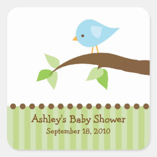 Baby Blue Bird Baby Shower Square Sticker! Sticker
