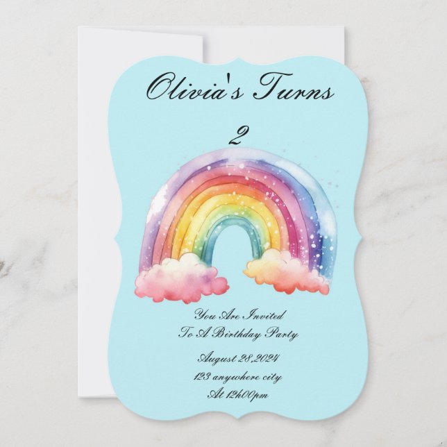 baby blue birthday party invitation (Front)