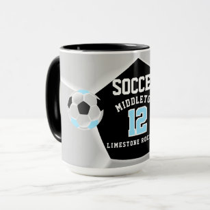 Baby Blue, Black and White ⚽ Soccer Sport Mug