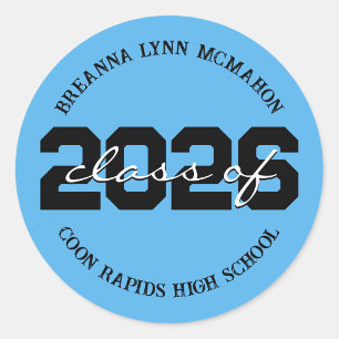 Baby Blue & Black Personalised Graduation Stickers