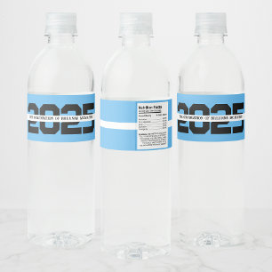 Baby Blue & Black Personalised Graduation Water Bottle Label