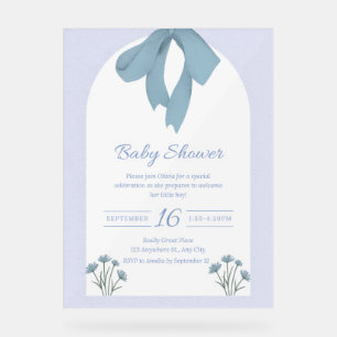 Baby Blue Bow Baby Shower Invitation Acrylic Sign