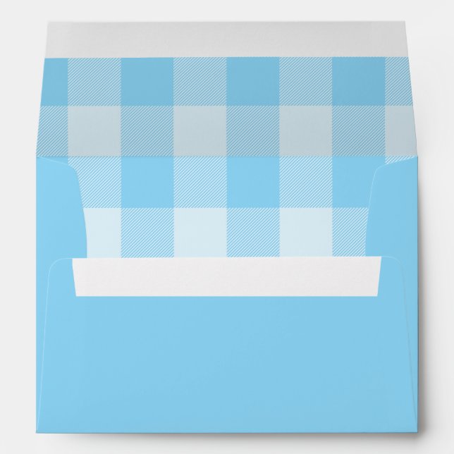 Baby Blue Buffalo Gingham Plaid Envelope (Back (Bottom))