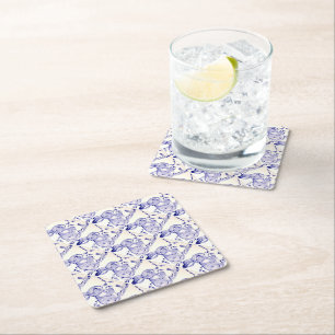 Baby Blue Bunny Rabbit Cute Party Supplies Square Paper Coaster