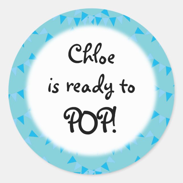 Baby Blue Bunting Ready to POP! Baby Shower Classic Round Sticker (Front)