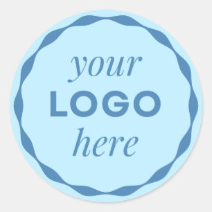 Baby Blue Business Logo Scalloped Circle Sticker