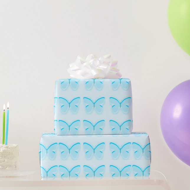 Baby Blue Butterflies Wrapping Paper (Party Gifts)