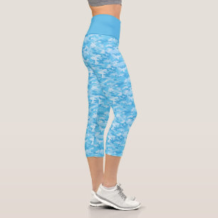 Baby Blue Camouflage High Waisted Capris