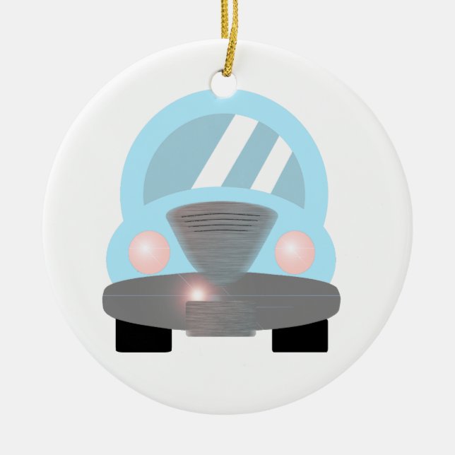 Baby Blue Car Ceramic Tree Decoration (Front)