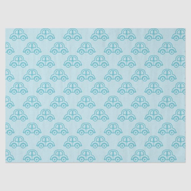 Baby Blue Cars Tissue Paper (Front)