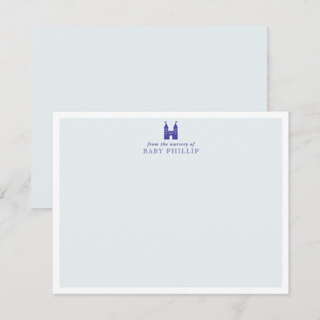 Baby Blue Castle Nursery Note Card (Front/Back)