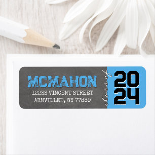 Baby Blue Chalkboard Graduation Return Address