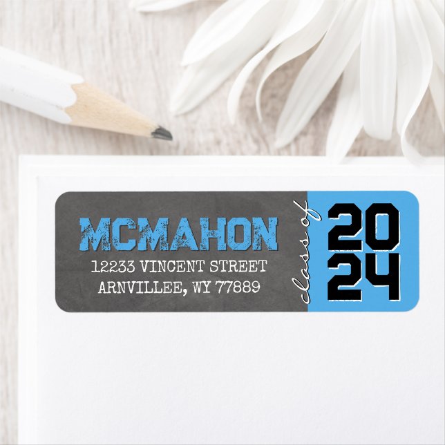 Baby Blue Chalkboard Graduation Return Address (Creator Uploaded)