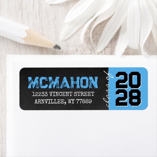 Baby Blue Chalkboard Graduation Return Address (Creator Uploaded)