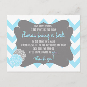 Baby Blue Chevron Baby Shower Request a Book Card