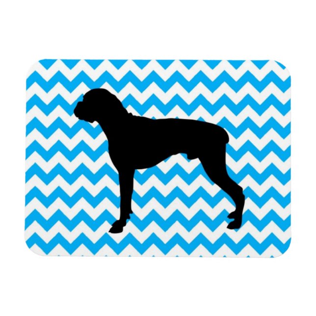 Baby Blue Chevron With Boxer Silhouette Magnet (Horizontal)