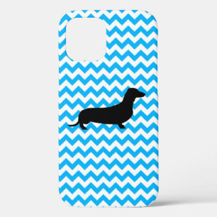 Baby Blue Chevron With Dachshund Case-Mate iPhone  iPhone 12 Case