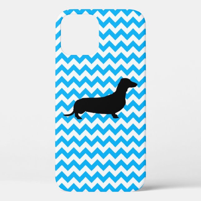 Baby Blue Chevron With Dachshund Silhouette Case-M Case-Mate iPhone Case (Back)