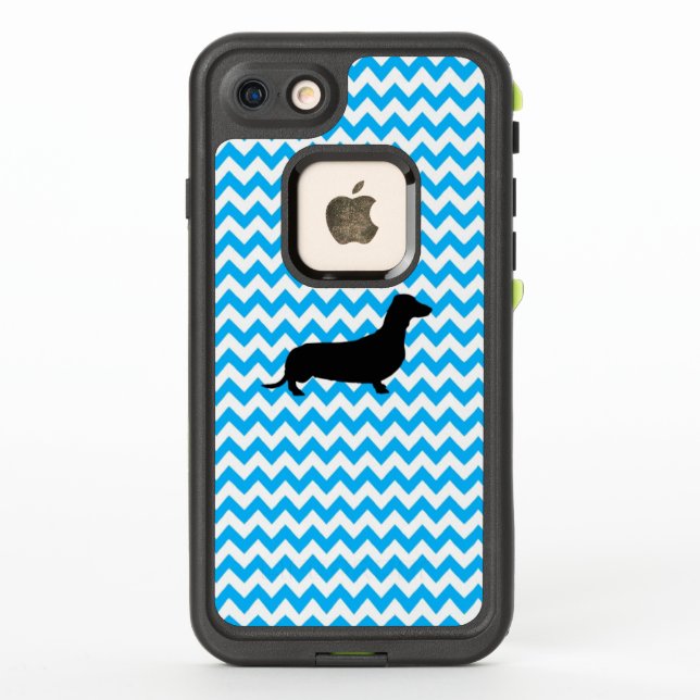 Baby Blue Chevron With Dachshund Silhouette LifeProof iPhone Case (Back)
