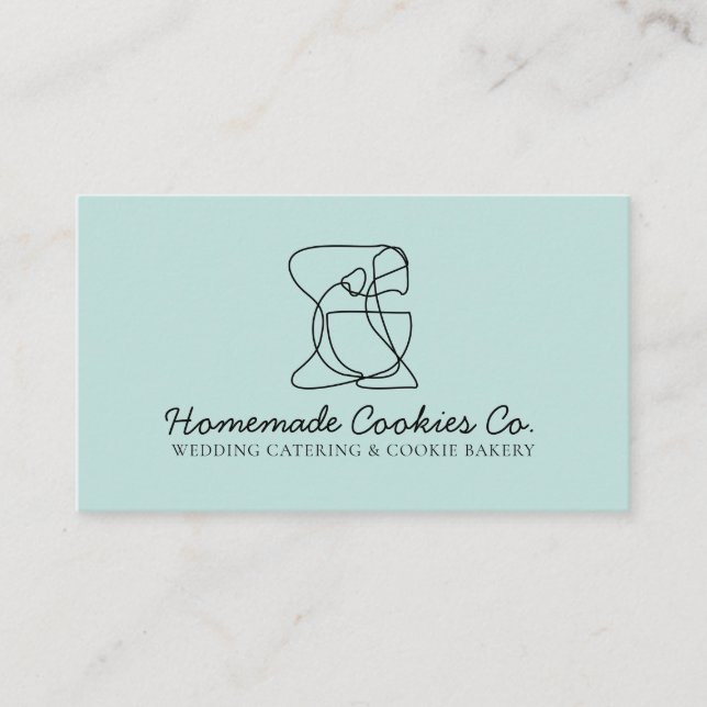 Baby Blue Chic Simple Homemade Food Bakery Business Card (Front)