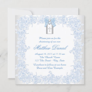Baby Blue Christening Invitation