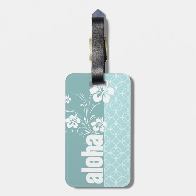 Baby Blue Circles; Aloha Luggage Tag (Back Vertical)