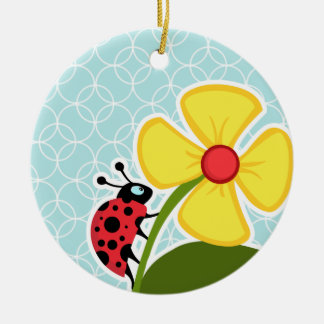 Baby Blue Circles; Ladybug Ceramic Tree Decoration